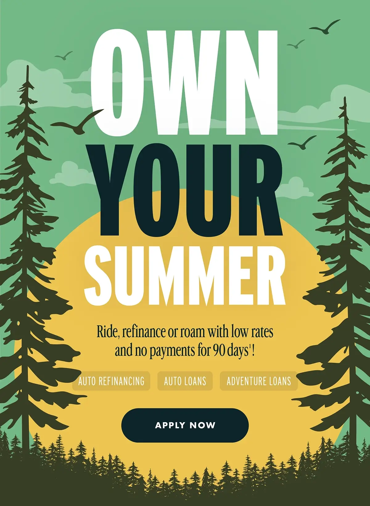 Ride, refinance or roam with low rates and no payments for 90 days! Auto Refinancing | Auto Loans | Adventure Loans