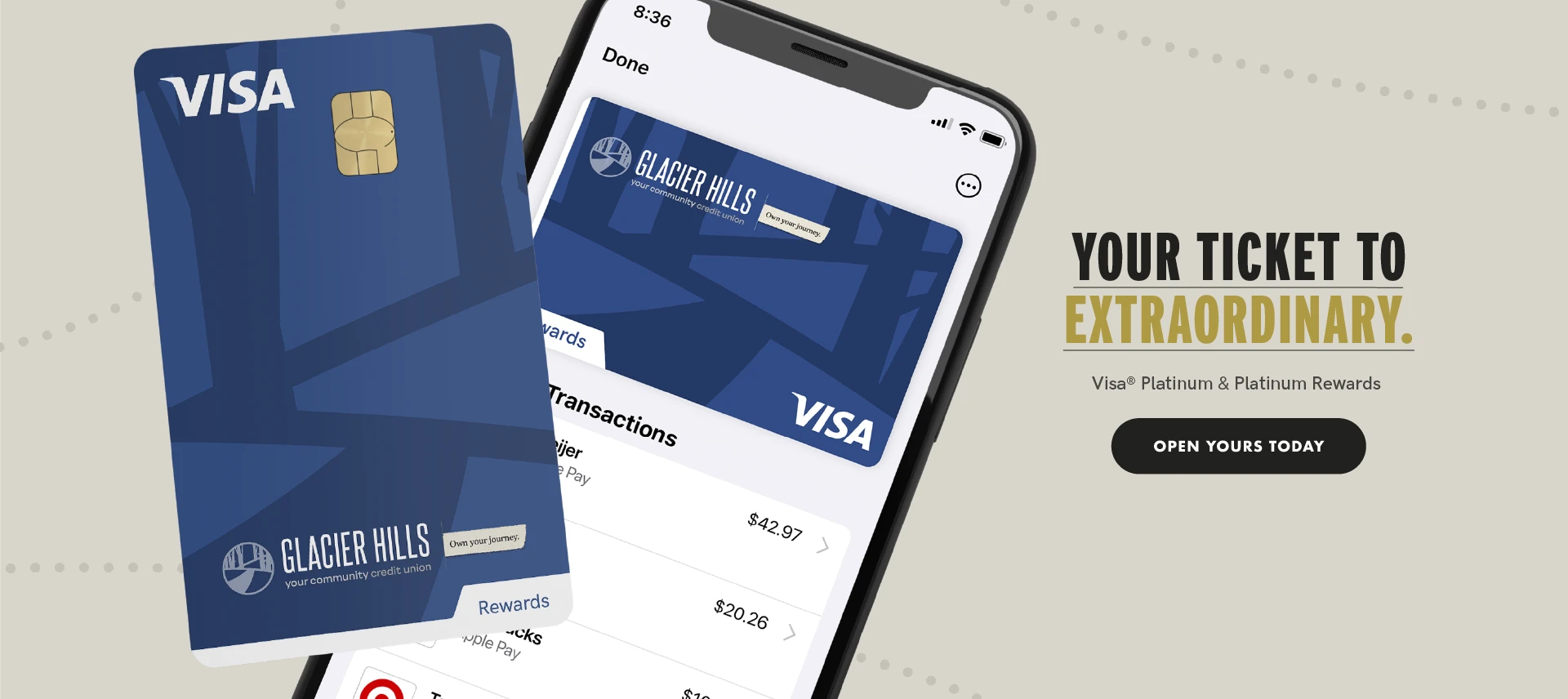 Your ticket to extraordinary. Visa Platinum & Platinum Rewards - OPEN YOURS TODAY (desktop)